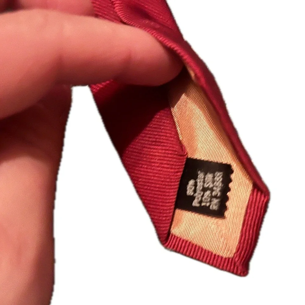 Vintage 70s Sears Mens Red Ribbed Silk Blend Necktie Fall Mod Disco Funky